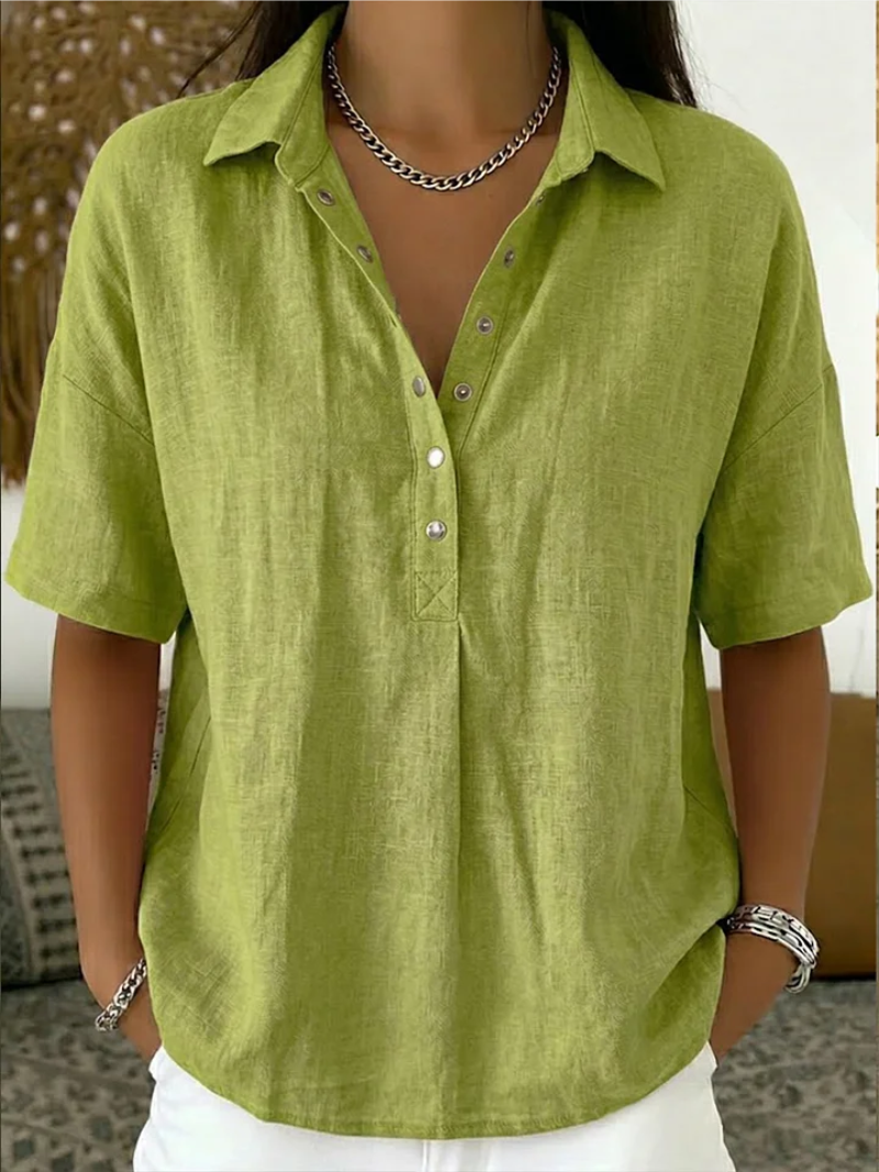 Helena™ | Elegant 100% Linen Lightweight Blouse