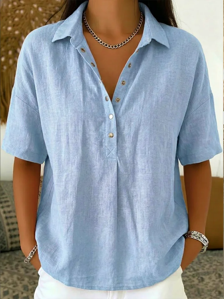 Helena™ | Elegant 100% Linen Lightweight Blouse