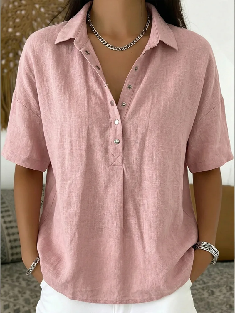Helena™ | Elegant 100% Linen Lightweight Blouse