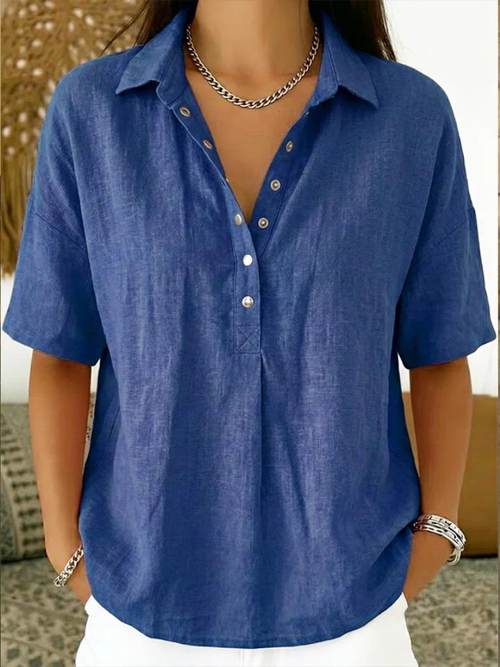Helena™ | Elegant 100% Linen Lightweight Blouse