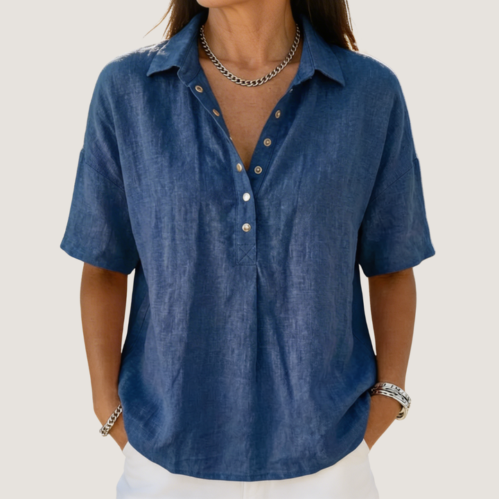 Helena™ | Elegant 100% Linen Lightweight Blouse