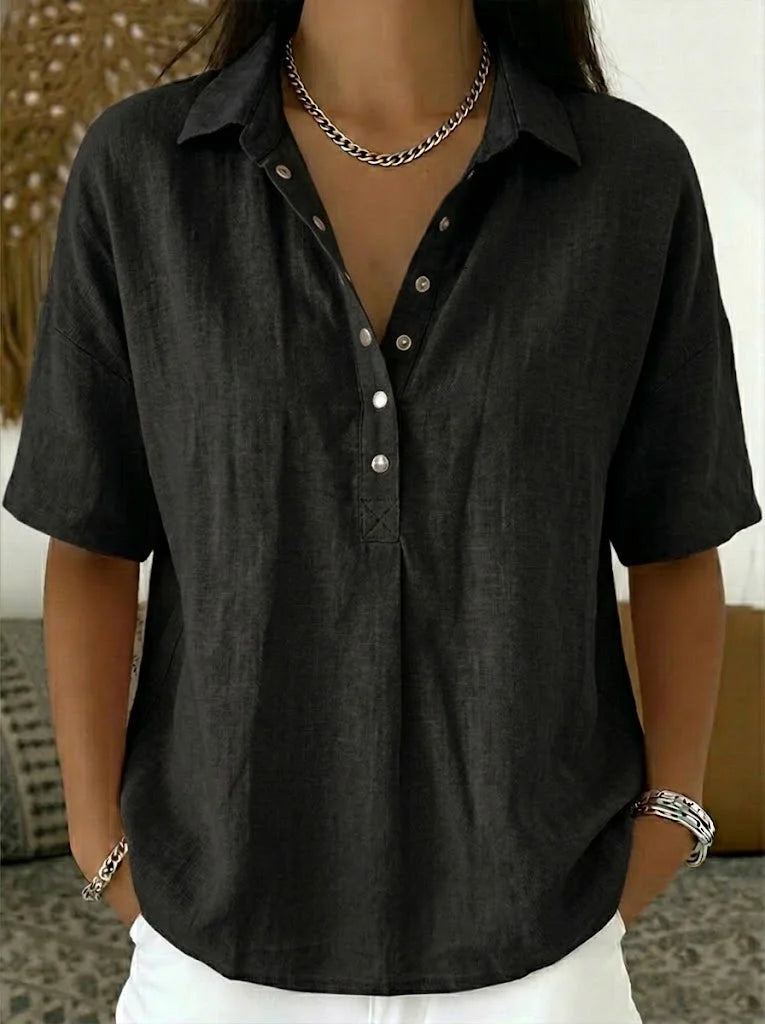 Helena™ | Elegant 100% Linen Lightweight Blouse