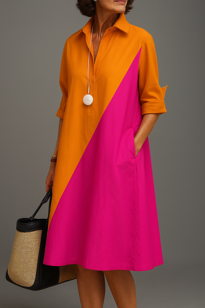Sabrina - Stylish Cotton Midi Dress