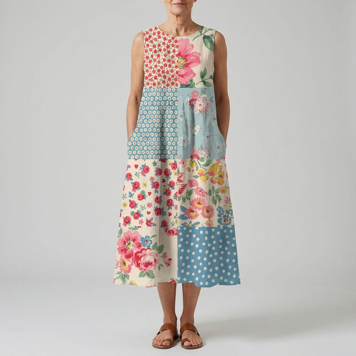 ANNA | PATCHWORK MIDI DRESS